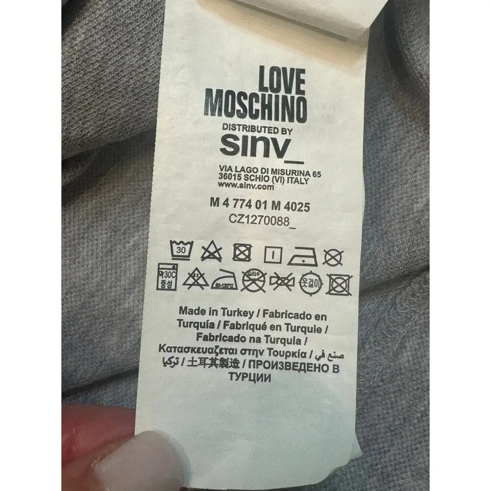 Love Moschino Aircraft Print Shirt Mens L Gray Long Sleeve Sweatshirt Pullover - Picture 9 of 12